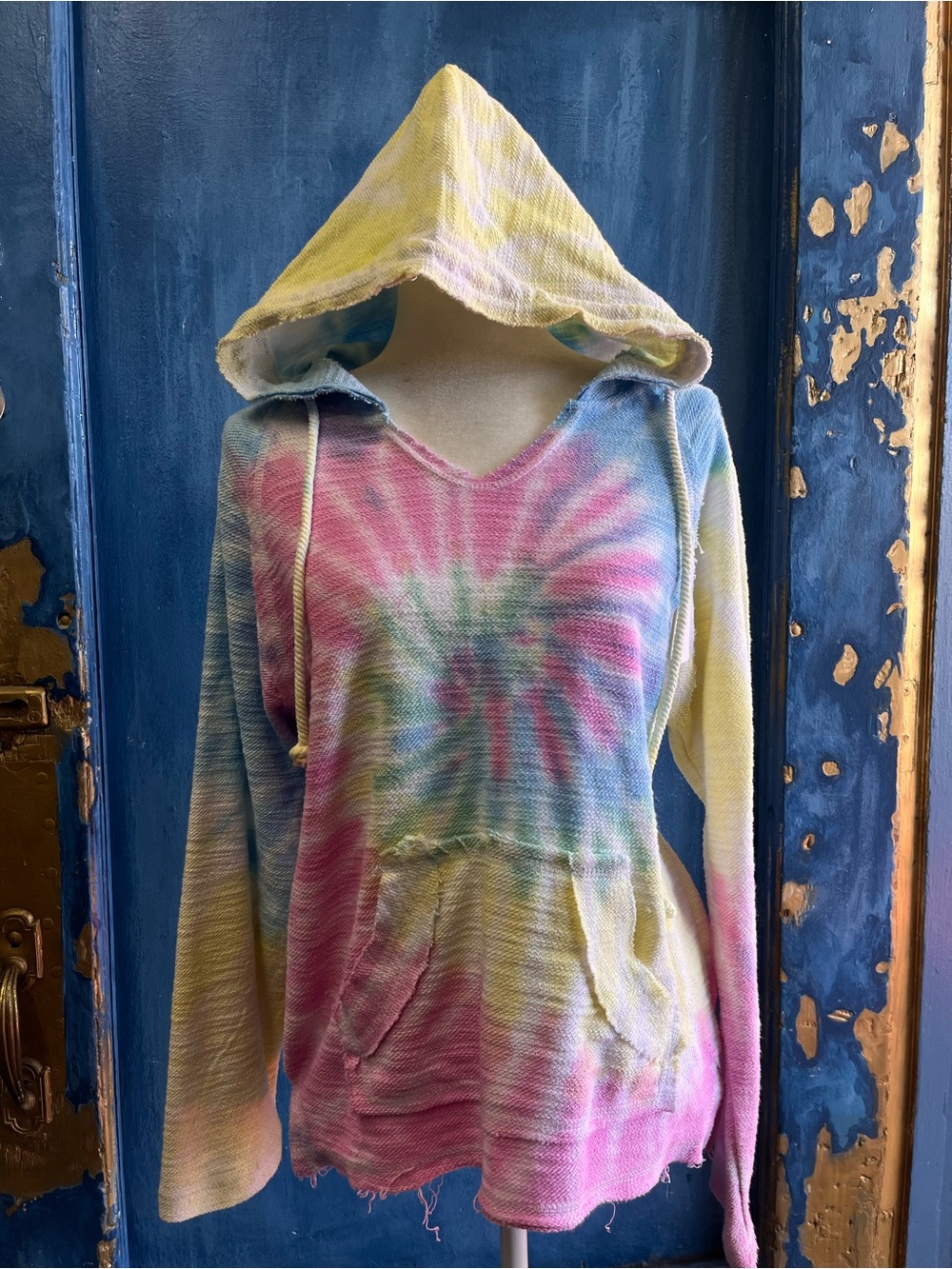 pop Tie-Dye Hooded Pullover in Pink, Yellow, Blue, Green